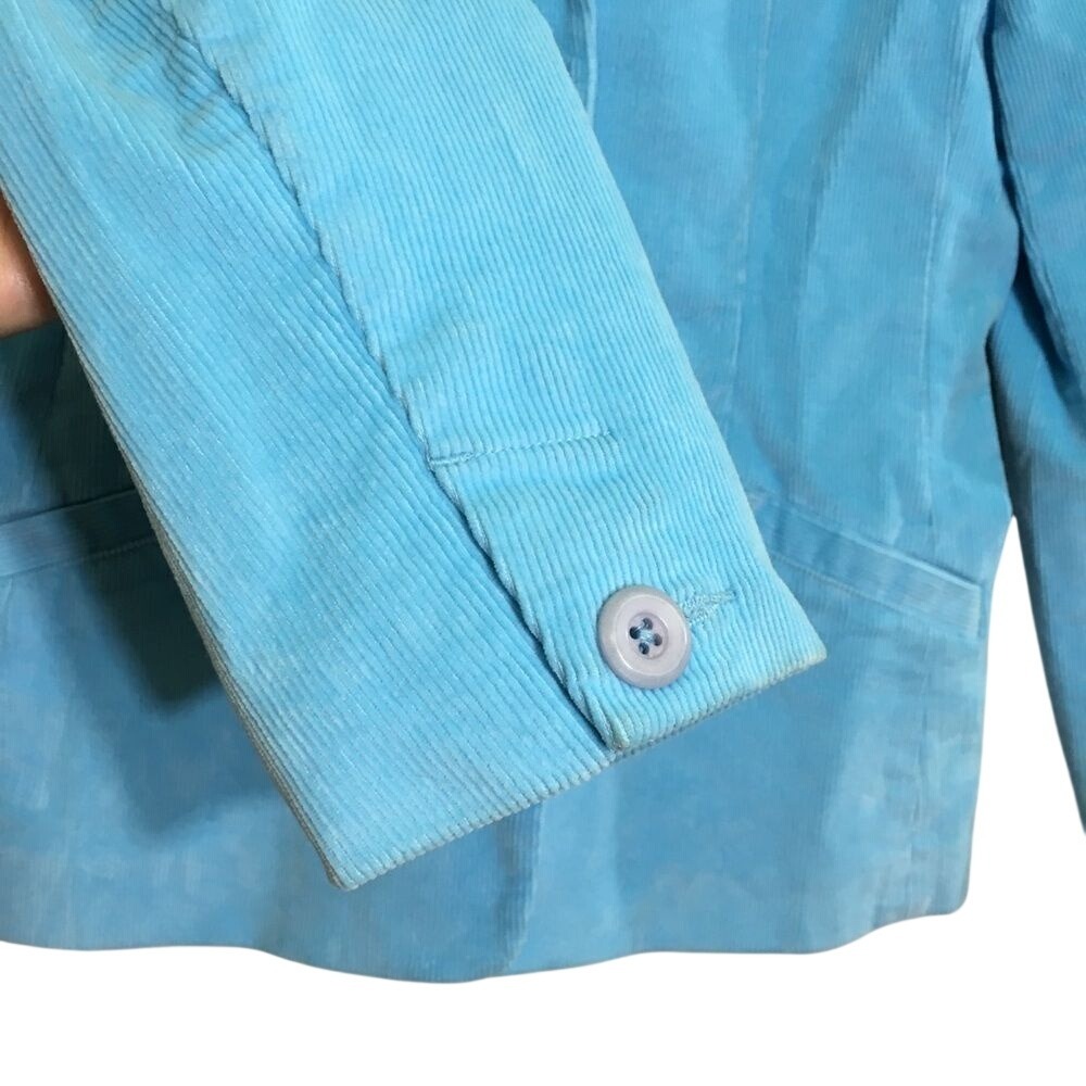 NWOT L.L. Bean Corduroy Blazer Jacket 6 Petite Blue 3 Button Cotton Spandex - Picture 3 of 11
